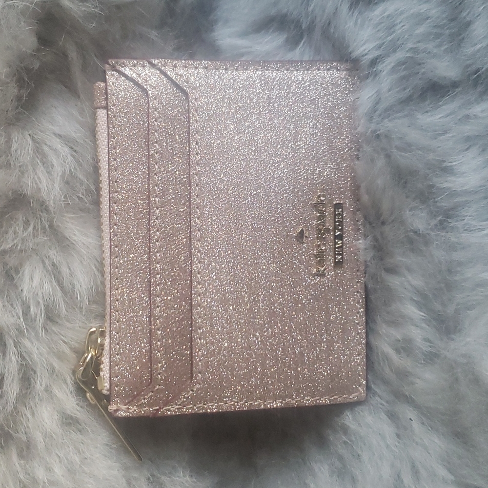 KATE SPADE Limited Edition Burgess Court Lalena Glittery Rose Gold Mini Wallet